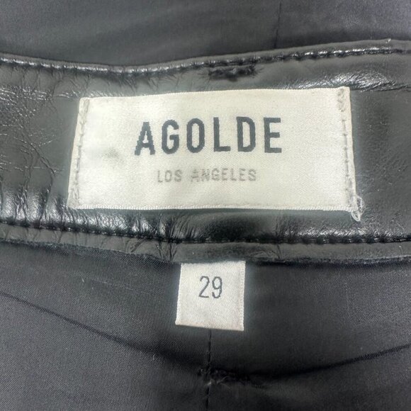 Agolde Recycled Leather Angeled Hem Black Shorts Size 29 - Picture 11 of 16